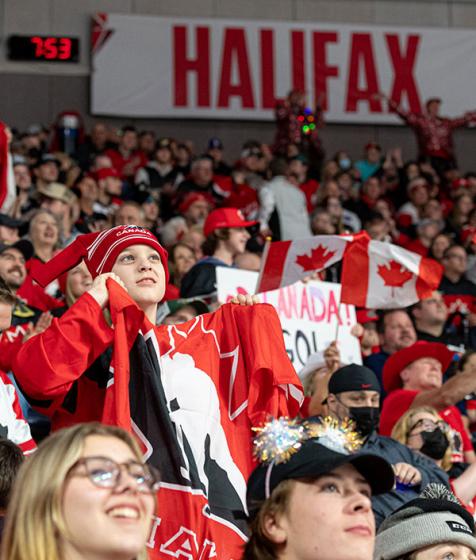 Fans cheer at the 2023 IIHF World Junior Championship